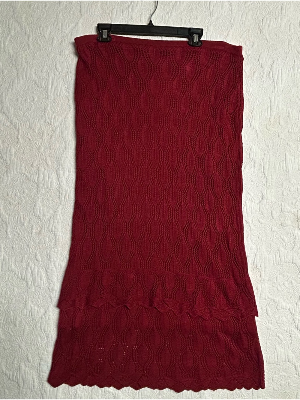 Women’s 18/20 Cato Crochet Maxi Skirt in Deep Red NWT